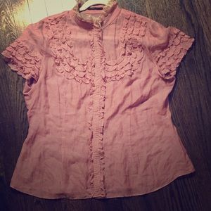 Elie Tahari Bloomingdales rose colored gauzy top